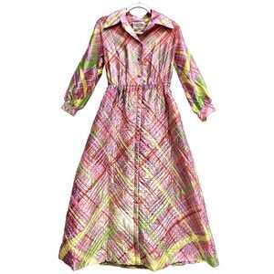 VTG VAN RAALTE 60s TO 70S Quilted‎ House Coat Robe Dressing Gown Sz 8